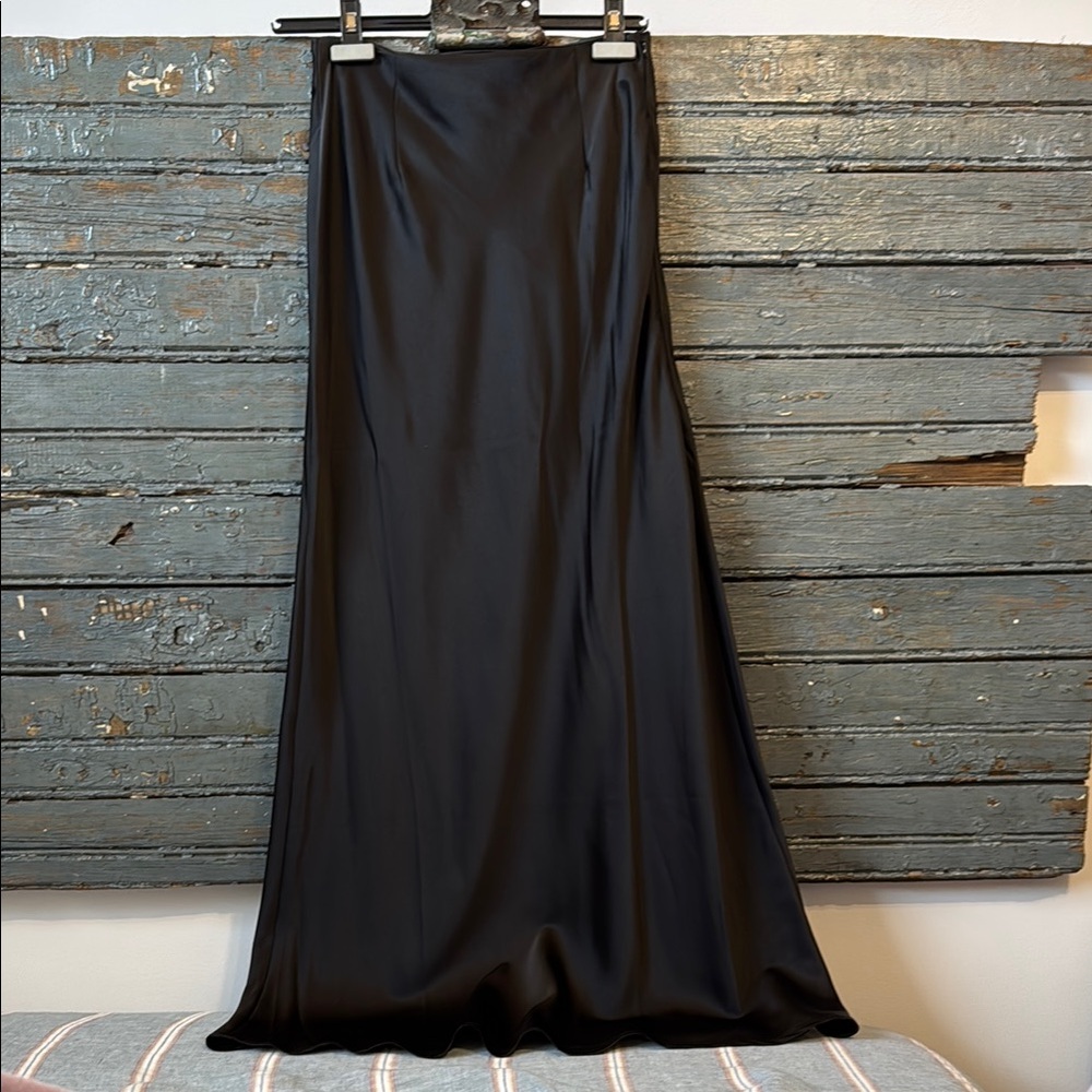 Black Maxi Slip Skirt for Casual Work and Cocktail